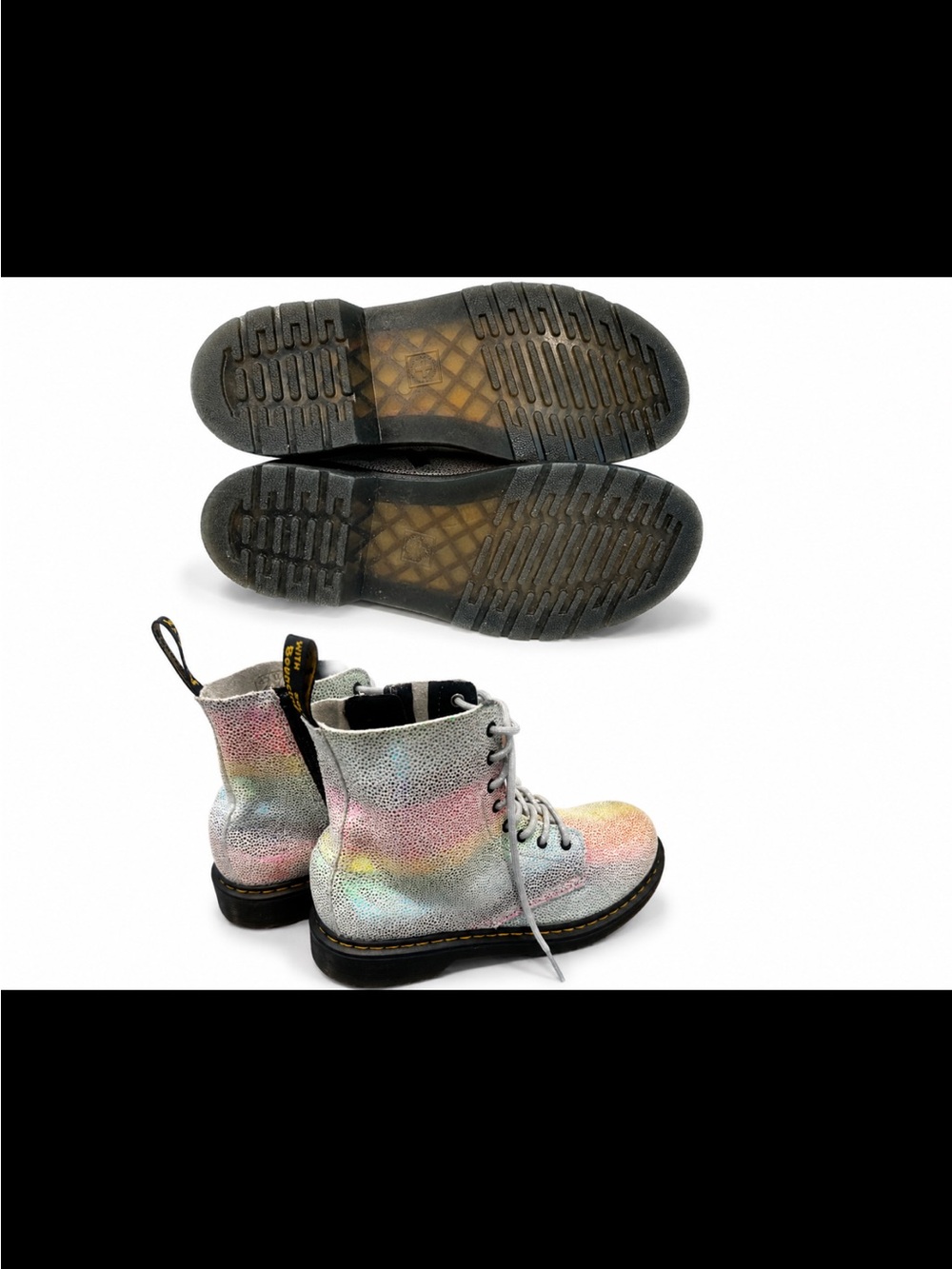 Dr. Martens 1460 Pascal Y Iridescent Silver Sneaker with Multicolor Speckle